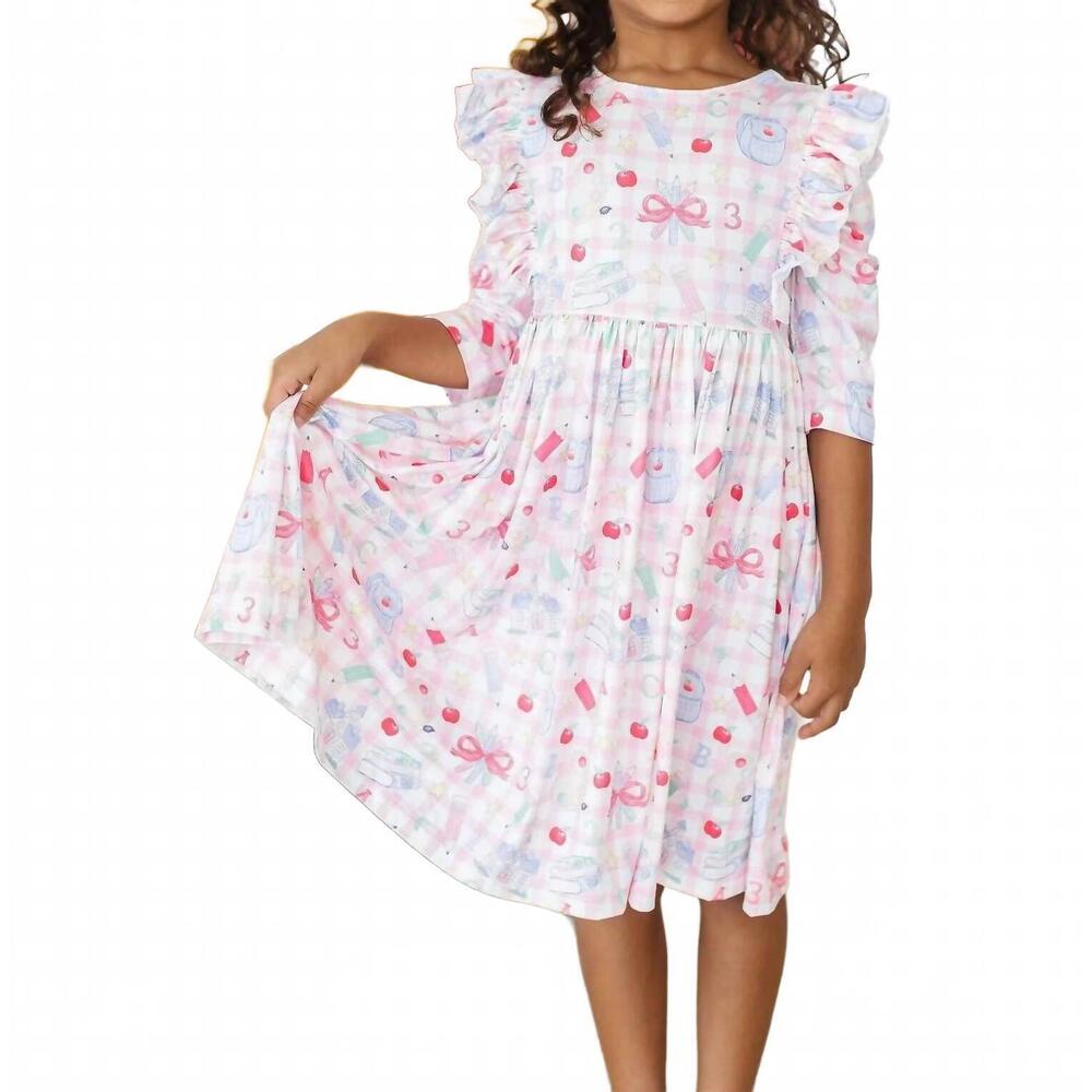 NEW MILA & ROSE school days ruffle twirl dress in multi